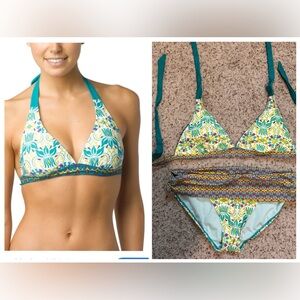 Prana Women’s XL swimsuit green blue EUC